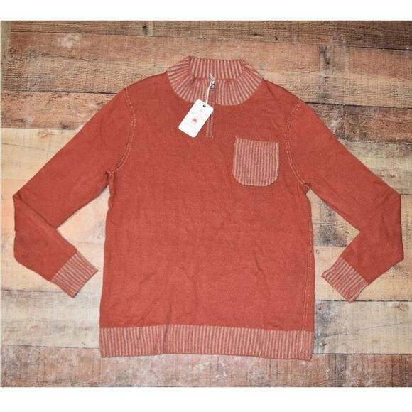 NWT Agave Denim Redwood 1/4 Zip Mock Neck Men's Pocket Sweater - Picture 2 of 11